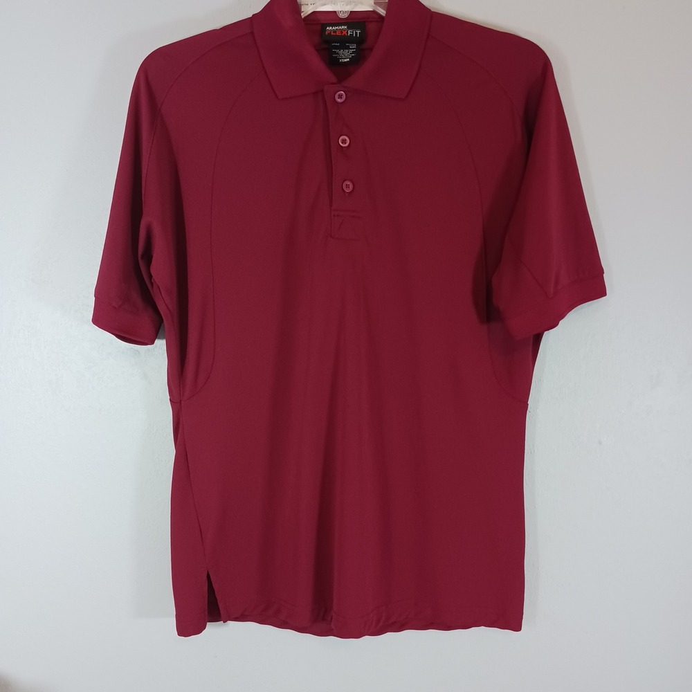 Aramark FlexFit Polo Shirt Mens XS Burgundy Excellent Performance Workwear GS172
